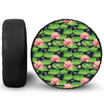 Water Lily Flower Pattern Print Tire Cover