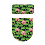 Water Lily Flower Pattern Print Toilet Lid And Tank Cover Set