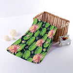 Water Lily Flower Pattern Print Towel