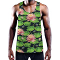 Water Lily Flower Pattern Print Men's Workout Tank Top