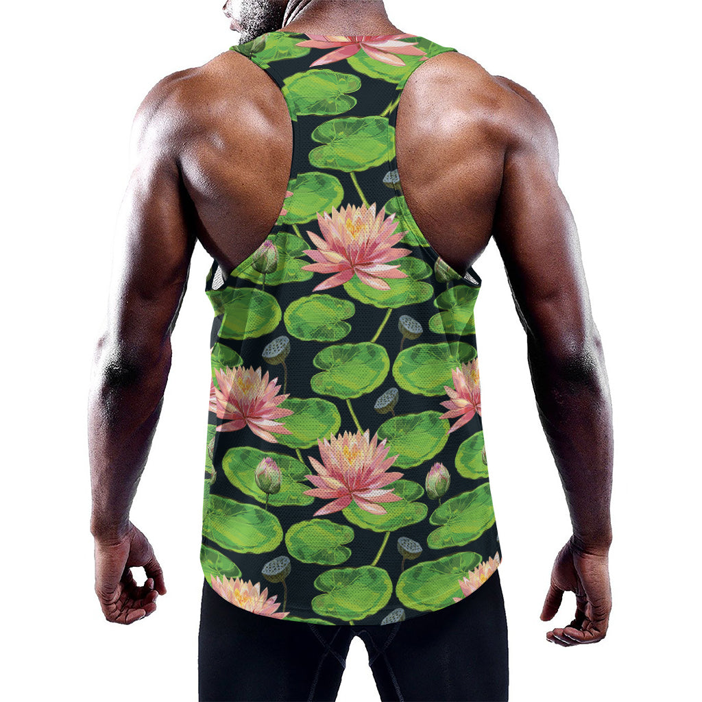 Water Lily Flower Pattern Print Training Tank Top