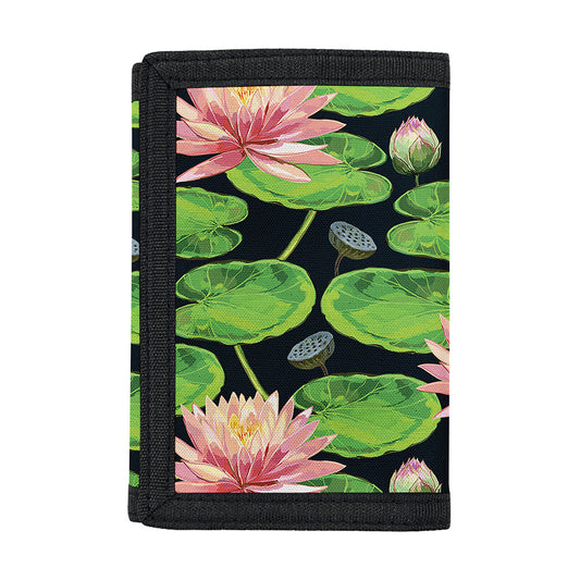 Water Lily Flower Pattern Print Trifold Wallet
