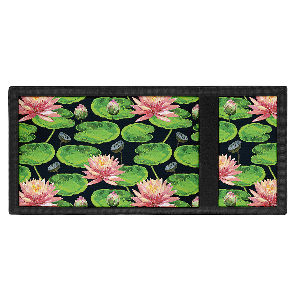 Water Lily Flower Pattern Print Trifold Wallet