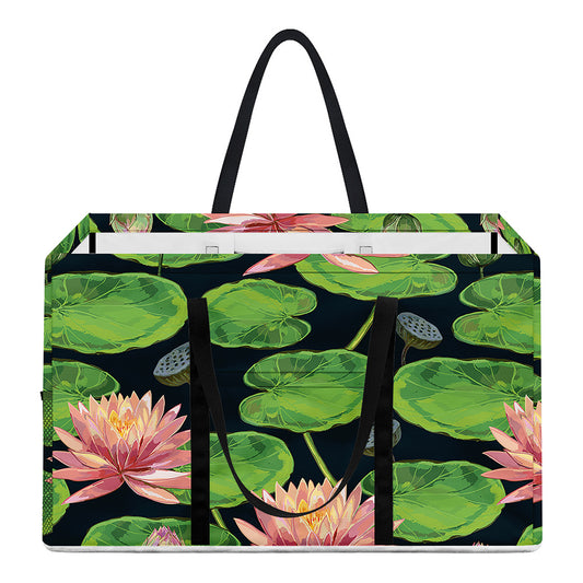 Water Lily Flower Pattern Print Utility Tote Bag