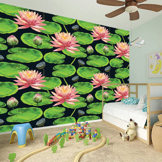 Water Lily Flower Pattern Print Wall Sticker