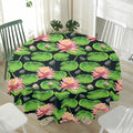 Water Lily Flower Pattern Print Waterproof Round Tablecloth