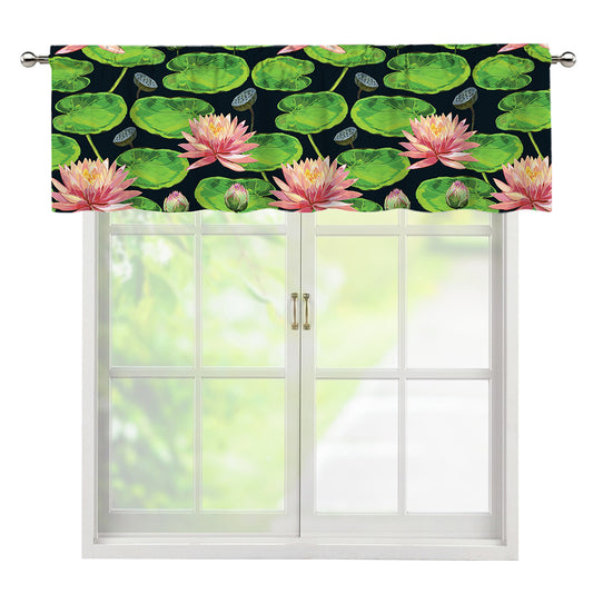 Water Lily Flower Pattern Print Window Valance