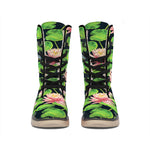 Water Lily Flower Pattern Print Winter Boots