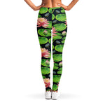 Water Lily Flower Pattern Print Women's Leggings