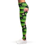 Water Lily Flower Pattern Print Women's Leggings