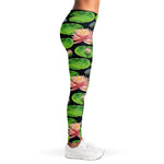 Water Lily Flower Pattern Print Women's Leggings
