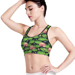 Water Lily Flower Pattern Print Women's Sports Bra