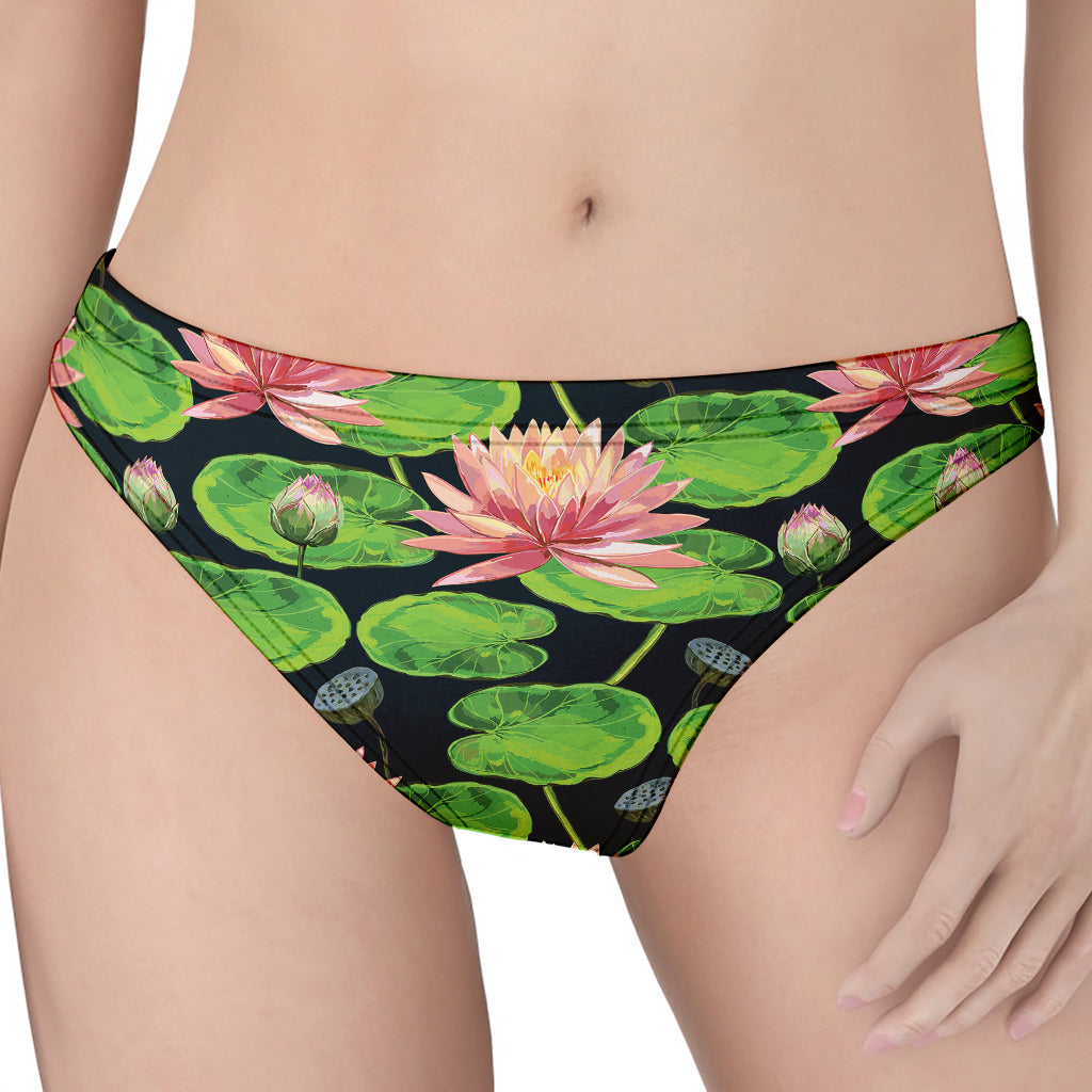 Water Lily Flower Pattern Print Women's Thong