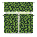 Water Lily Pads Pattern Print 3 Piece Kitchen Curtains