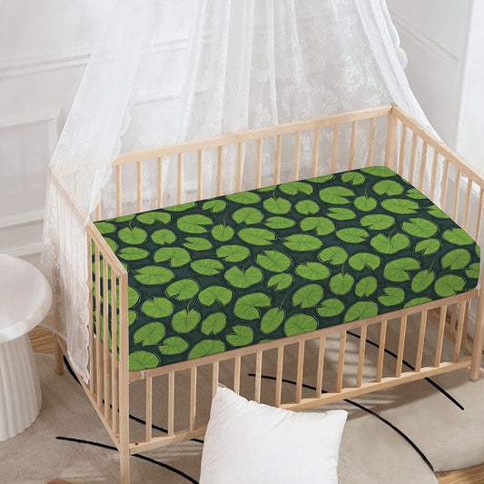 Water Lily Pads Pattern Print Baby Crib Sheet