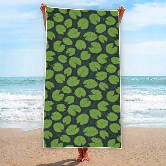Water Lily Pads Pattern Print Beach Towel