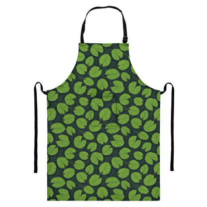 Water Lily Pads Pattern Print Bib Apron With Pocket