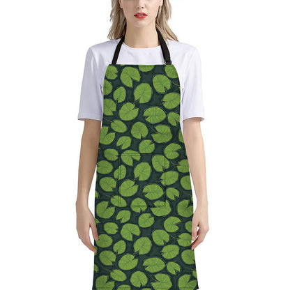 Water Lily Pads Pattern Print Bib Apron With Pocket