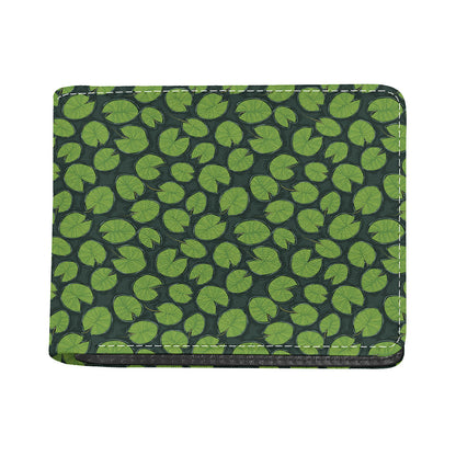 Water Lily Pads Pattern Print Bifold Wallet