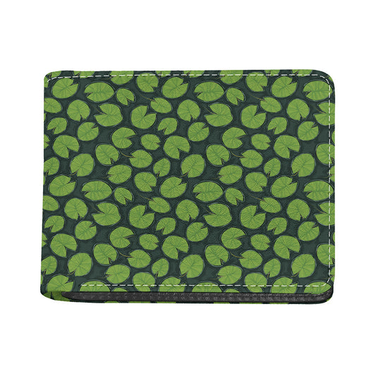 Water Lily Pads Pattern Print Bifold Wallet