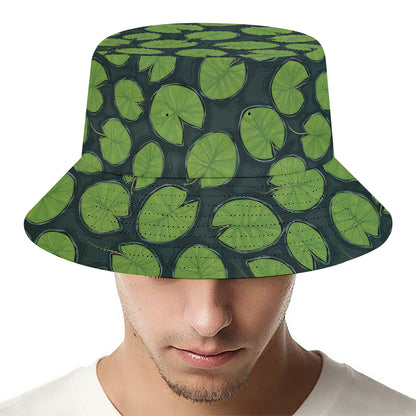 Water Lily Pads Pattern Print Bucket Hat