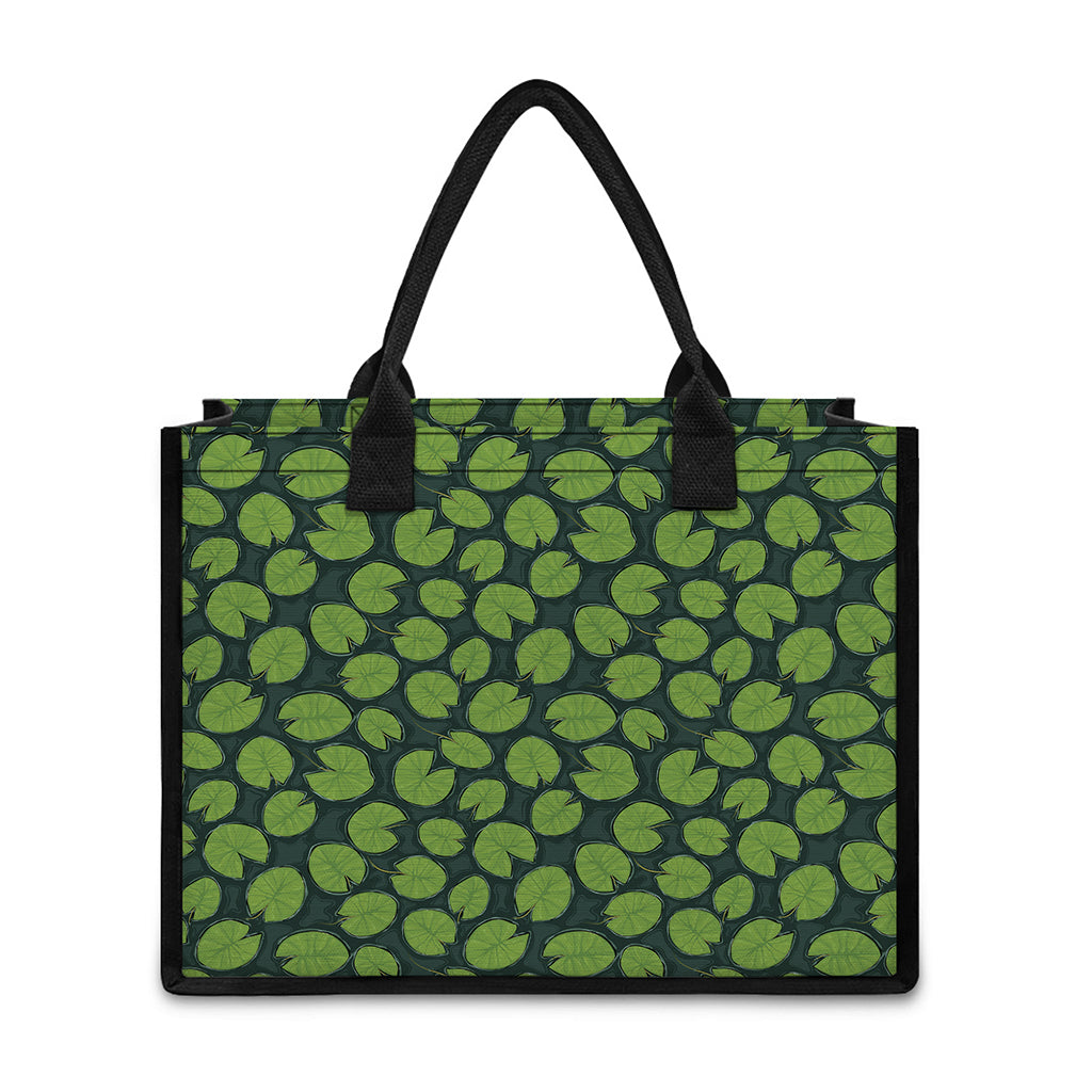 Water Lily Pads Pattern Print Canvas Tote Bag