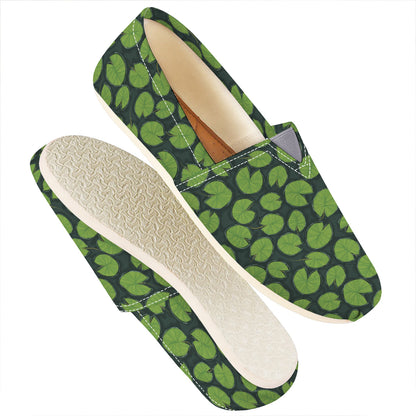 Water Lily Pads Pattern Print Casual Shoes