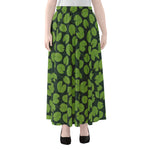 Water Lily Pads Pattern Print Chiffon Maxi Skirt