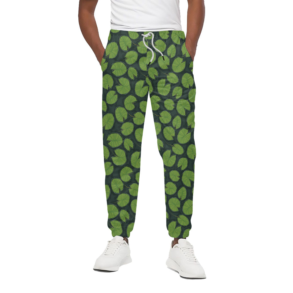 Water Lily Pads Pattern Print Cotton Pants