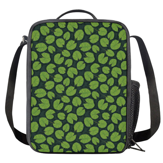Water Lily Pads Pattern Print Crossbody Lunch Bag