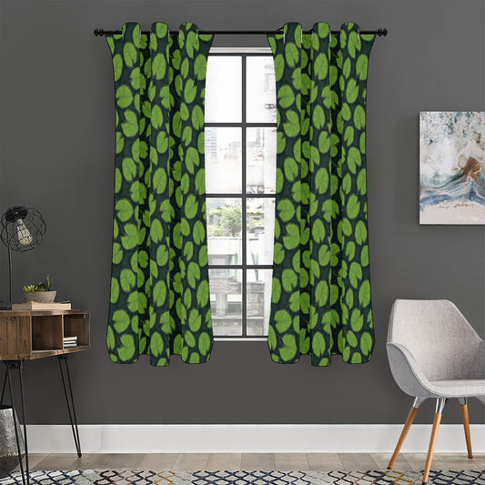 Water Lily Pads Pattern Print Curtain