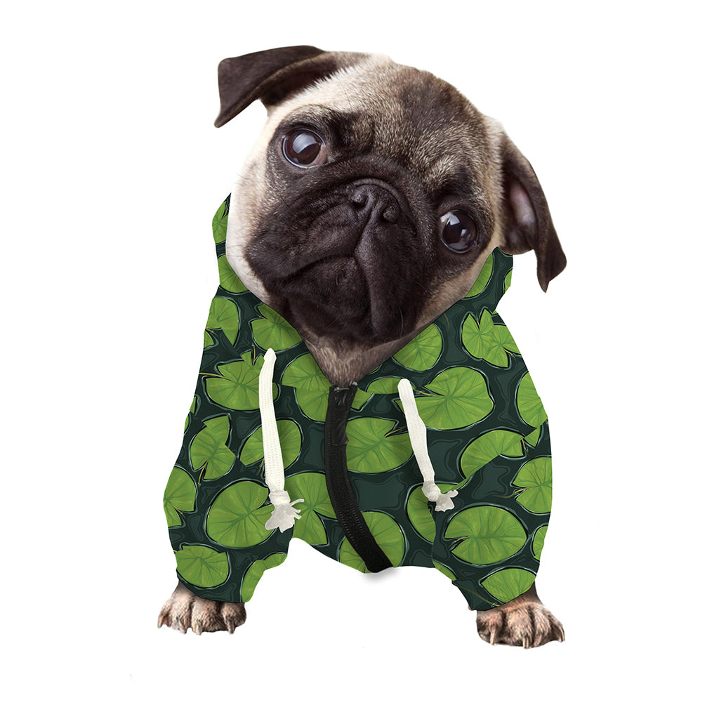 Water Lily Pads Pattern Print Dog Zip Up Hoodie