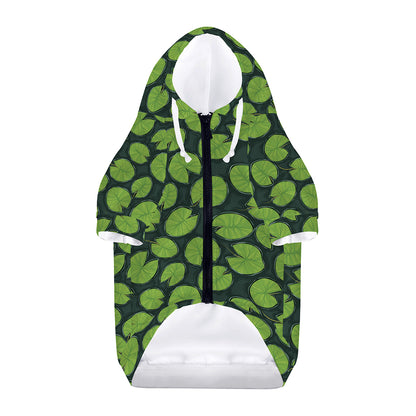 Water Lily Pads Pattern Print Dog Zip Up Hoodie