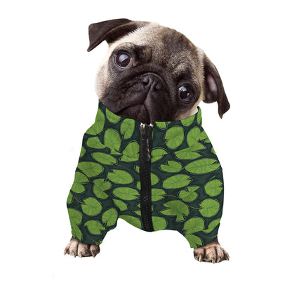 Water Lily Pads Pattern Print Dog Zip Up Jacket
