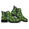 Water Lily Pads Pattern Print Flat Ankle Boots