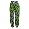 Water Lily Pads Pattern Print Fleece Lined Knit Pants