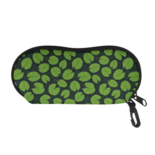 Water Lily Pads Pattern Print Glasses Case