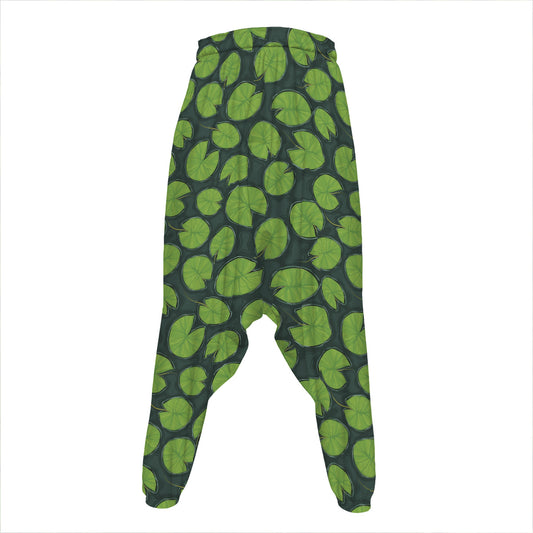 Water Lily Pads Pattern Print Hammer Pants
