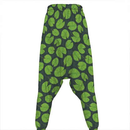 Water Lily Pads Pattern Print Hammer Pants