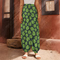 Water Lily Pads Pattern Print Harem Pants