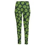 Water Lily Pads Pattern Print High-Waisted Pocket Leggings