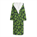 Water Lily Pads Pattern Print Hooded Bathrobe