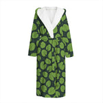 Water Lily Pads Pattern Print Hooded Bathrobe