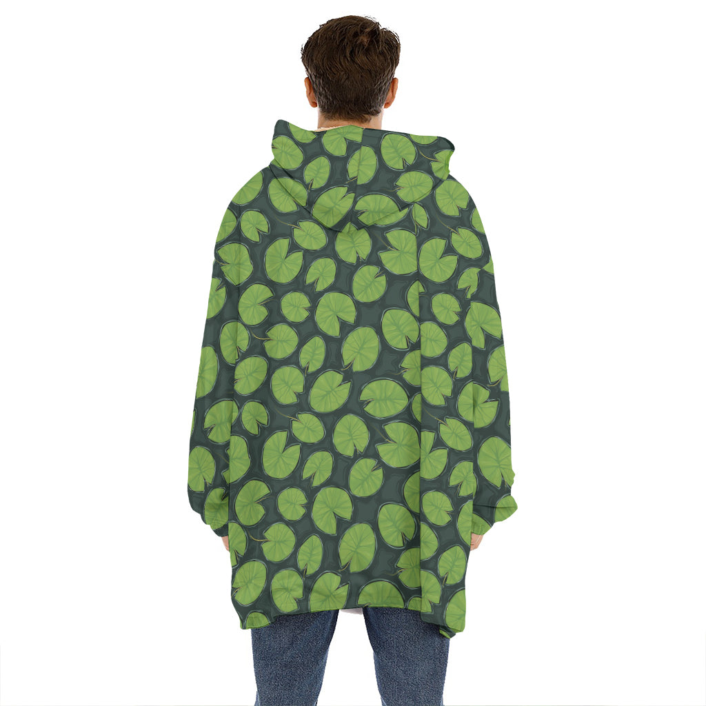 Water Lily Pads Pattern Print Hoodie Blanket