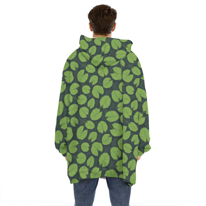 Water Lily Pads Pattern Print Hoodie Blanket