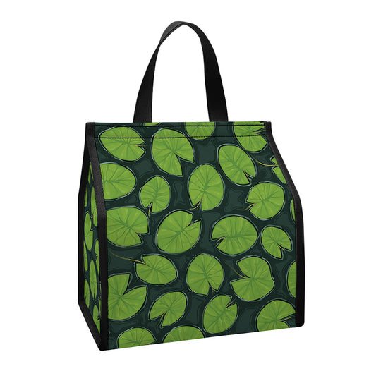 Water Lily Pads Pattern Print Insulated Lunch Tote