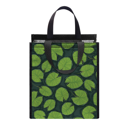 Water Lily Pads Pattern Print Insulated Lunch Tote