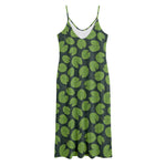Water Lily Pads Pattern Print Jersey Midi Cami Dress