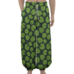 Water Lily Pads Pattern Print Lantern Pants