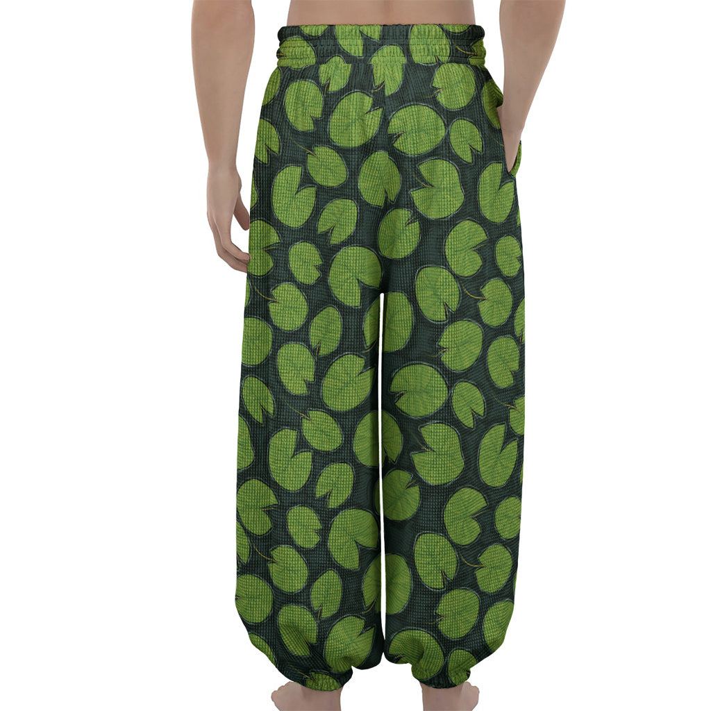 Water Lily Pads Pattern Print Lantern Pants